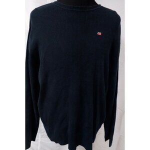 Ralph Lauren Polo Jeans Co Mens XL Blue Ribbed Long Sleeve Logo Flag Sweater